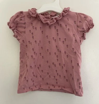 Next Top de manga corta rosa con volantes florales morados para bebés niñas 12-18M Foto 1 de 4