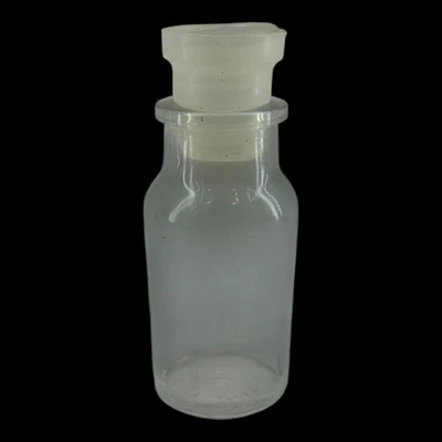 (1) c1960s Glass Bottle Jar Plastic Stopper Spice Herbs Apothecary 4" Japan VTG - Image 1 of 4