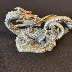 Radcliffe Pewter Mountain Dragon 1111047 "Drax" 1999 M. Leigh signiert orange Augen - Bild 1 von 10