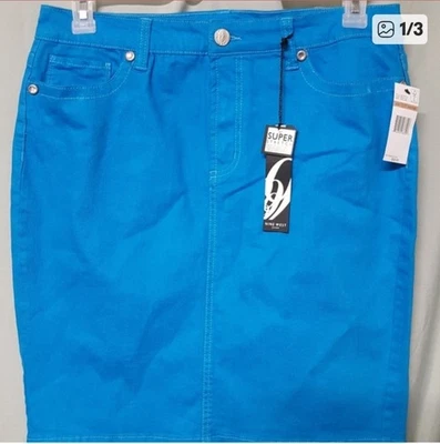 Nine West Blue Skirt Mini Above Knee Stretch Jean  Size 14  34" Waist  - Image 1 of 4