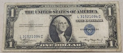 UNITED STATES OF AMERICA 🇺🇸 ONE (1) DOLLAR SILVER CERTIFICATE BANKNOTE 1935 A - Image 1 of 2