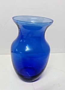 Vintage Cobalt Blue Glass Anchor Small-Medium Flower Bouquet Vase 8" Tall - Picture 1 of 9