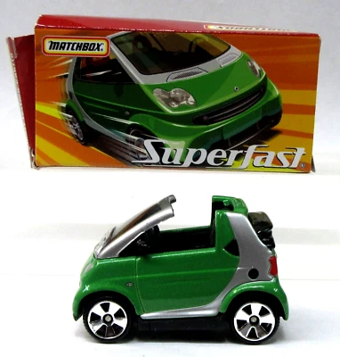 Matchbox #89 SMART FOURTWO CABRIO green diecast Car MIB - Image 1 of 4
