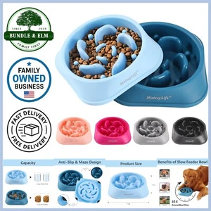 Slow Feeder Dog Bowls 2PCS, Anti-Slip Puzzle Dishes for Healthy Eating - Picture 1 of 10