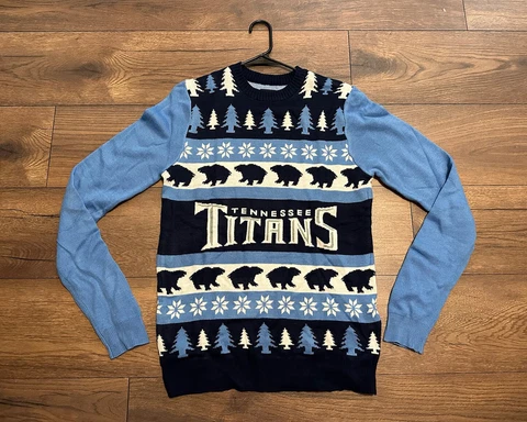 Tennessee Titans Winter Holiday Christmas Sweater Size Small Blue Cover