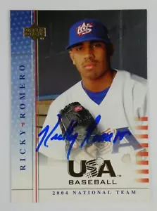 Ricky Romero Firmado 2004 2005 Cubierta Superior #43 Equipo Nacional de Estados Unidos Autografiado - Imagen 1 de 3