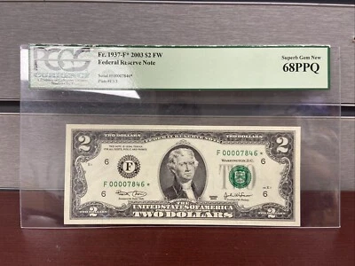 2003- 2 DOLLARS BILL STAR NOTE Low Print 16K - Grade 68 Super GEM UNC PCGS. - Image 1 of 4