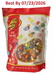 Jelly Belly Original Gourmet Beans 49 Flavors 64 oz 4 lb Resealable Bag Exp 7/26 - Foto 1 di 2
