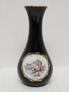 Limoges Castel Cobalt Blue Vase-22k Gold Trim-Chateau de Chenoceau-Cher-France - Picture 1 of 5