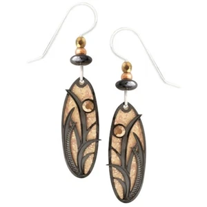 Adajio Reeds & Grasses Sandstone Brown Oval Pierced Earrings Made in Colorado US - Picture 1 of 3