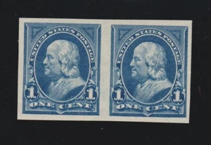US 264P5 1c Franklin Proof Pair on Stamp Paper VF-XF OG NH SCV $275+ (005) - Picture 1 of 2
