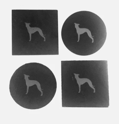 Italiano Cane Levriero Ardesia Sottobicchieri Laser Incisione Caffè Set Regalo - Immagine 1 di 4