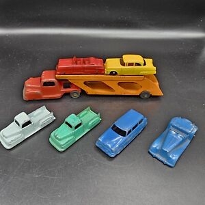 Vintage TOOTSIE TOY  INTERNATIONAL RC-180 TRUCK CAR CARRIER TRANSPORT w/ 6 Cars