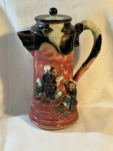 Jarra japonesa Sumida Gawa - Hombres sobre rocas esmalte por goteo Inoue Ryosai antigua - Imagen 1 de 19