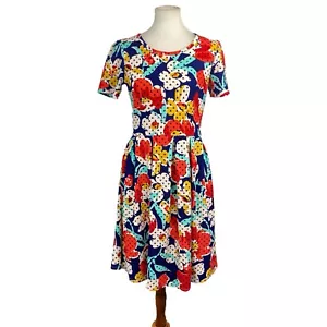 Lularoe Womans Floral Dress Size M Fit And Flare Spring Has Pockets Stretch - Picture 1 of 5
