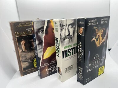 VHS Movie Lot 4 Pearl Harbor American President Instinct Indecent Proposal - Image 1 of 4