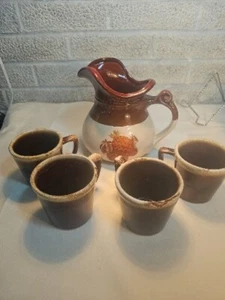 McCoy POTTERY 7515 WATER PITCHER & Cups. PINEAPPLE & STRAWBERRIES - Picture 1 of 10