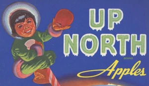 Vintage Label Up North Apples Dwinnell Bros Orchards Oroville WA - Bild 1 von 2