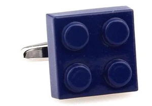 Lego Pair Cufflinks Blue Toy Building Wedding Fancy Gift Box & Polishing Cloth - Picture 1 of 3