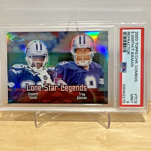 2000 TOPPS CHROME COMBO TC9 EMMITT SMITH - TROY AIKMAN PSA 9 COWBOY COME NUOVO - Foto 1 di 5