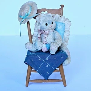 Vintage Calico Kittens Enesco Waiting for a Friend Like You Cat Chair Hat M994.2 - Picture 1 of 12