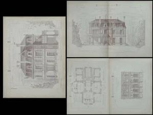 VILLA IN ARCACHON - ENGRAVINGS ARCHITECTURE 1884 - GATEUIL - Picture 1 of 1