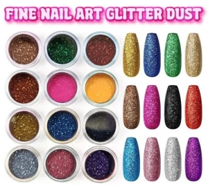 12 Fine Glitter Loose Dust Pots Nail Art Eye Shadow Face Body Painting Pot Set - Picture 1 of 14