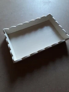 Holztablett geschliffen, Elfenbein weiß bemalt und handbemalt 18x28 - Bild 1 von 5