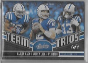 2019 Absolute Team Trios Black MARLON MACK T.Y. HILTON ANDREW LUCK Colts 1/1 