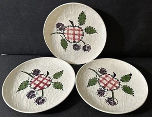 RARE Lot 3 Blue Ridge Southern Potteries QUILTED FRUIT B&B Plate 6 1/4" Textured - Picture 1 of 2