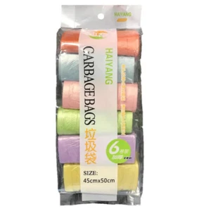 6 Rolls Plastic Kitchen Food Waste Garbage Bin Bags 45 x 50 cm Assorted Colours - Picture 1 of 4