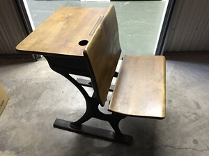 antique childrens desk with attached chair