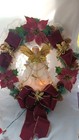 Beautiful Lighted Vintage porcelain Angel Christmas Wreath Hand Crafted