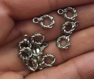 Vintage Aged Silver Rope Twist Open Center Round Lasso Drops Charms Findings Lot - Picture 1 of 3