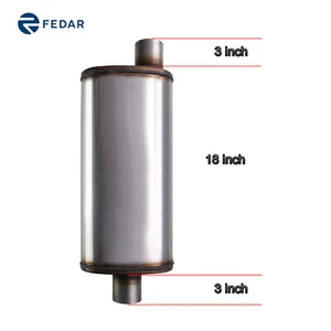 Fedar Max Flow Muffler 2.5" Offset Inlet/Center Outlet, 24'' Overall Length - Picture 1 of 9