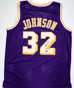 Magic Johnson Autographed Purple Los Angeles Pro Style Jersey-Beckett W Hologram - Picture 1 of 11