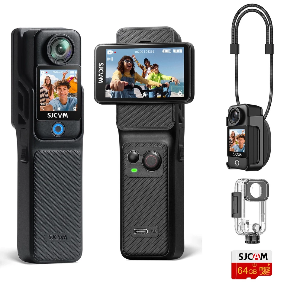 SJCAM C400 Action Camera 2.29''Touch Screen Body Cam 4K Handheld Camera Combo