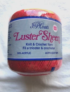 J&P Coats Luster filato lucido per maglieria e uncinetto rosso rally 1,75 once/50 g 100% acrilico - Foto 1 di 3