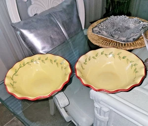 Pfaltzgraff Napoli Retired Pasta Bowl Set of 2 Hand Painted, Scalloped Edges - Picture 1 of 9