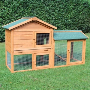 Kaninchenstall Hasenstall Kleintierstall Hasenhaus Klopfer mit Freilauf Zoo-XXL - Bild 1 von 13
