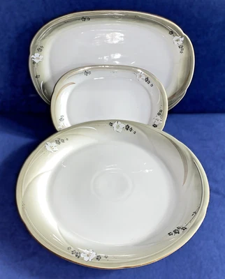 Juego de 3 platos para servir de porcelana Inglasur Freiberger, hechos en RDA ~ ​ГДР Foto 1 de 4