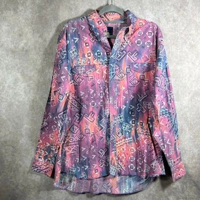 Wrangler Brushpopper Western Shirt Mens XL Multicolor Aztec Southwestern Cowboy - Image 1 of 4