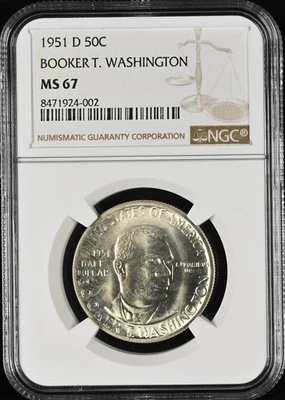 1951 D Booker T. Washington NGC MS-67 BLAST WHITE CAC BOOKER T. WASHINGTON - Image 1 of 3
