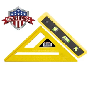 Mayes 9" Magnetic Torpedo Level w V-Groove 3 Vial and 7" Rafter Angle Square USA - Picture 1 of 3