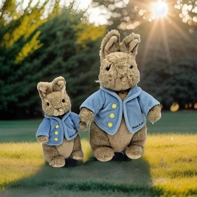 Peter Rabbit Plush World of Beatrix Potter Pair of 2002 Gund Bunnys 12"H & 8"H - Image 1 of 4