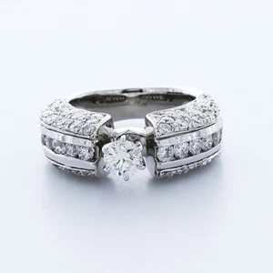2,95 Karat E-SI1 Rundschliff natürliche zertifizierte Diamanten 950 Plat. Verlobungsring - Bild 1 von 10