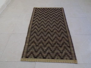 Moroccan Handwoven Straw Rug – 110×60 cm Chevron Boho Mat, Eco-Friendly Jute - Picture 1 of 5