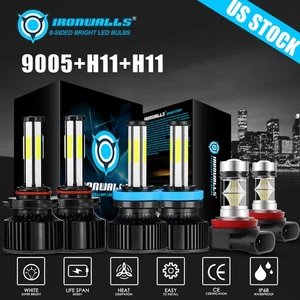 6-Sides Combo 9005 H11 H11 LED Headlight Kit Fog light Bulbs High Low Beam 6000K - Picture 1 of 12