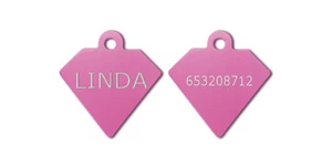 Medaglietta Cane Gatto a forma di DIAMANTE ROSA 36x37,5 mm. INCISIONE GRATUITA - Imagen 1 de 1