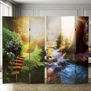 Oriental Furniture Room Divider 1"x47.75"x71" Multi-Colored Printed 3-Panel - Picture 1 of 3